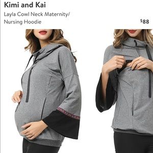 Kimi & Kai Layla Cowl Neck Maternity/nursing Hoodie In Grey